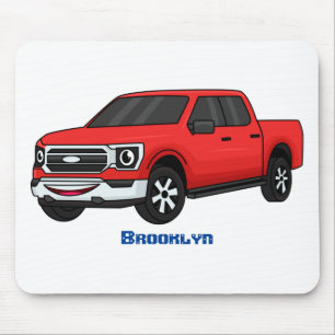 Mousepad Ilustração de desenho animado de picup vermelho-