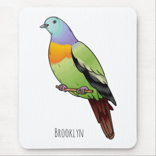 Mousepad Ilustração de desenho animado de pombo-verde-rosa