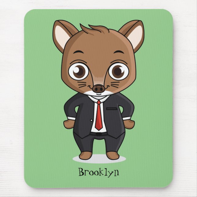 Mousepad Ilustração de desenho animado de rato bonito (Frente)