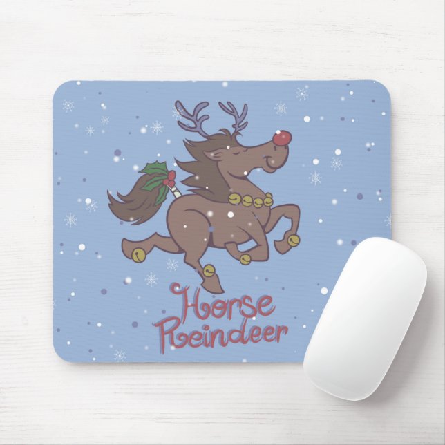 Mousepad Ilustração de desenho animado de renas de cavalo (Com mouse)