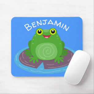 Mousepad ilustração de desenho animado de sapo verde e fe
