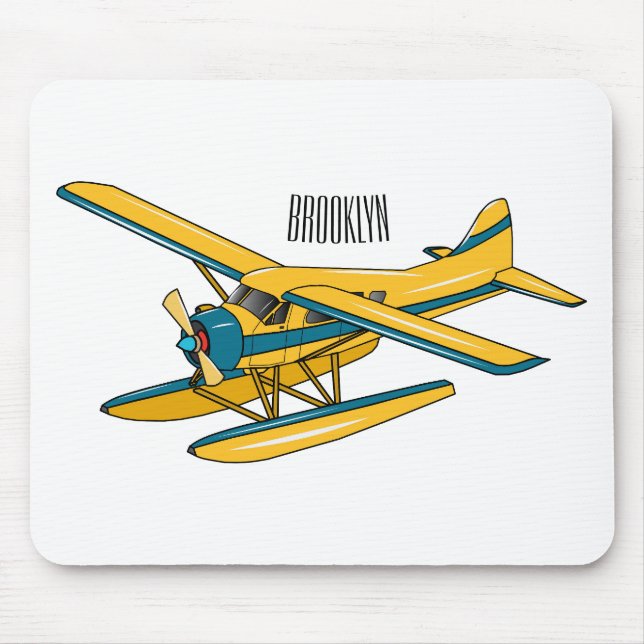 Mousepad Ilustração de desenho animado de Seaplane (Frente)
