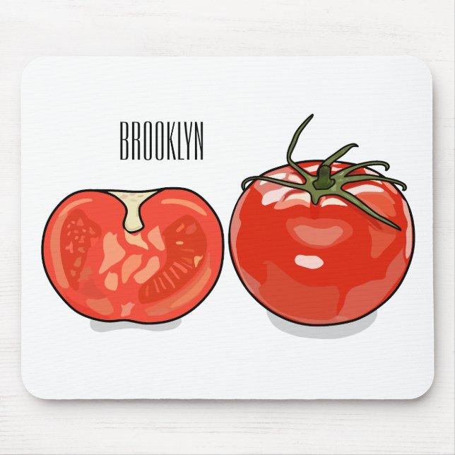 Mousepad Ilustração de desenho animado de tomate (Frente)