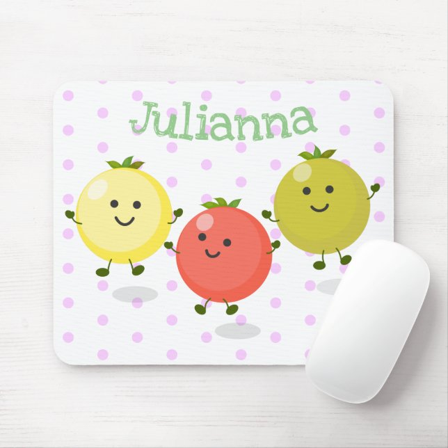 Mousepad Ilustração de desenho animado de tomate de cereja (Com mouse)
