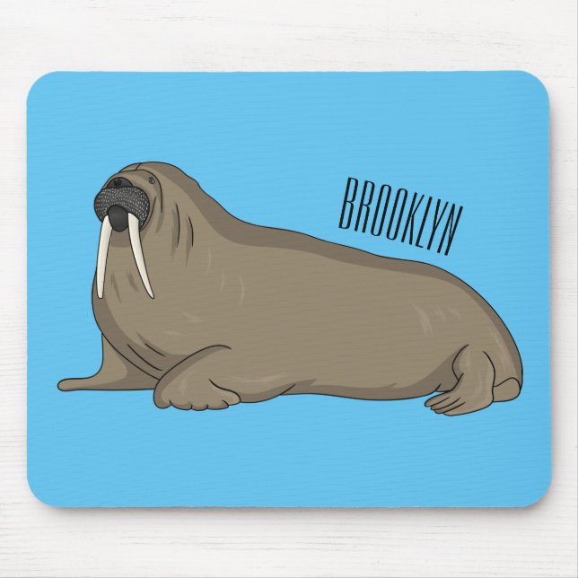 Mousepad Ilustração de desenho animado de Walrus (Frente)