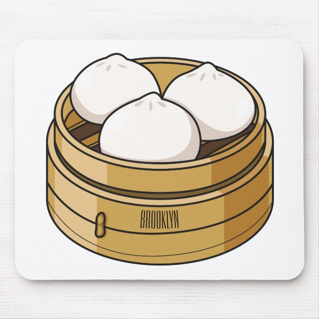 Mousepad Ilustração de desenho animado Dim sum (Frente)