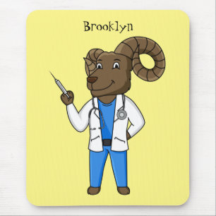 Mousepad Ilustração de desenho animado do médico de ovelha