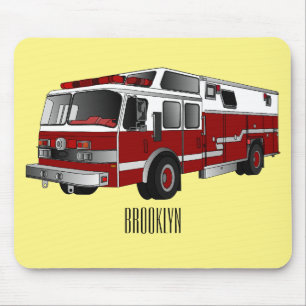 Mousepad Ilustração de desenho animado do motor de incêndio
