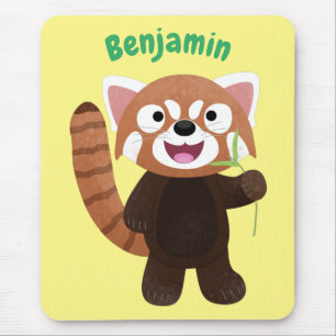 Mousepad Ilustração de desenho animado do panda vermelho-