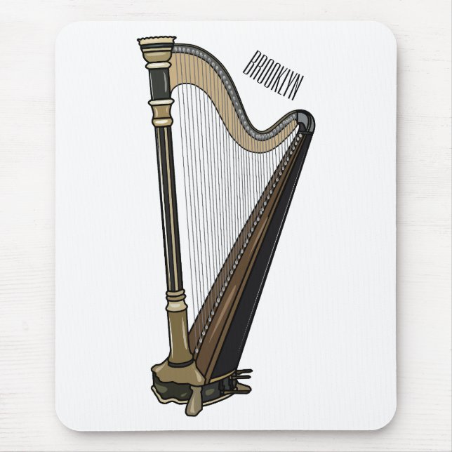 Mousepad Ilustração de desenho animado Harp (Frente)