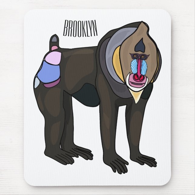 Mousepad Ilustração de desenho animado Mandrill (Frente)