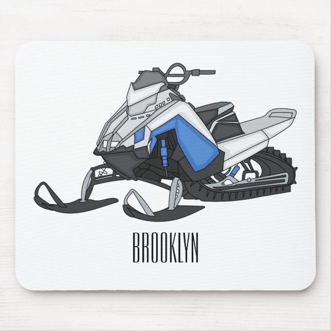 Mousepad Ilustração de desenho animado Snowmobile (Frente)