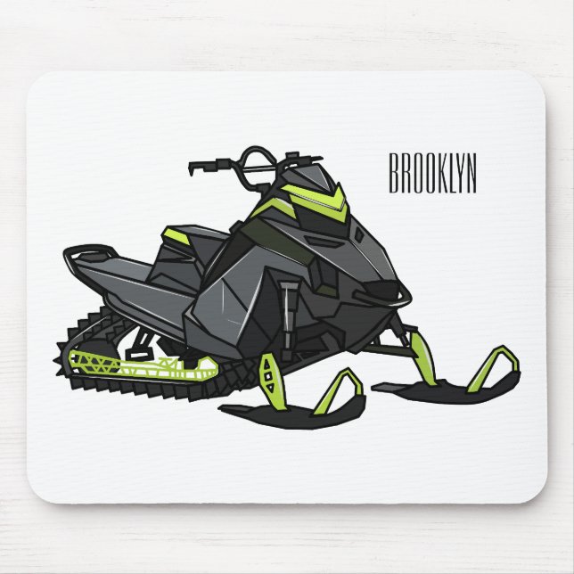 Mousepad Ilustração de desenho animado Snowmobile (Frente)