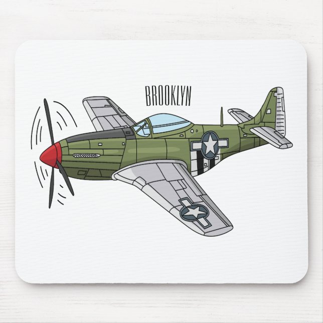 Mousepad Ilustração de desenho de avião militar (Frente)