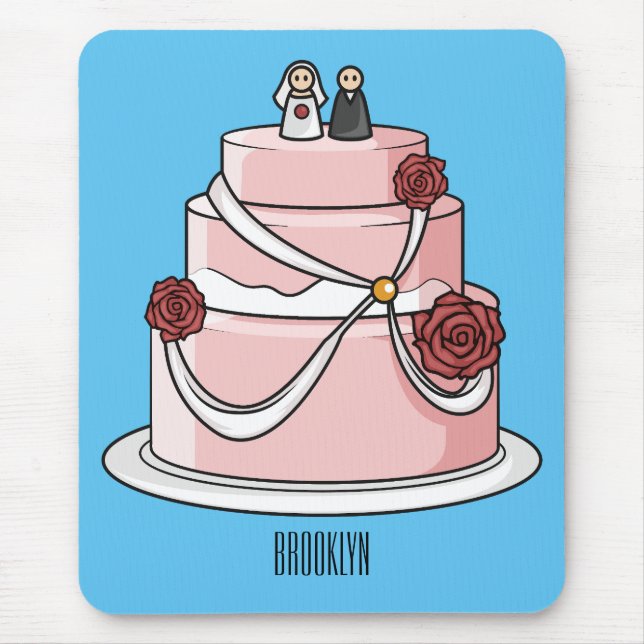 Mousepad Ilustração de desenho de bolo de casamento (Frente)