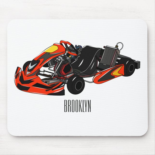Mousepad Ilustração de desenho de corrida de Kart (Frente)