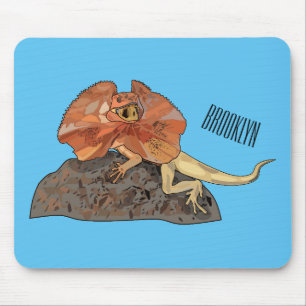 Mousepad Ilustração de desenho de lagarto de pescoço frito