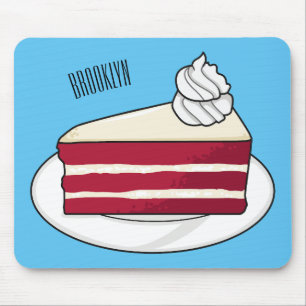 Mousepad Ilustração de desenho do bolo de veludo vermelho