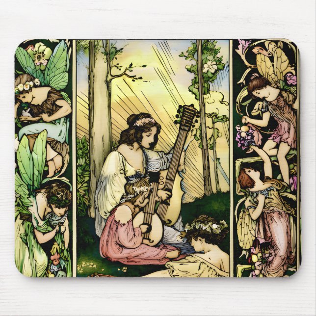 Mousepad Ilustração de fada Art Nouveau (Frente)