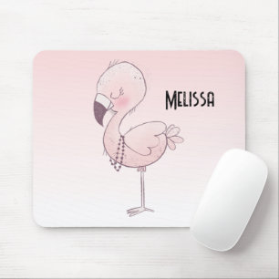 Mousepad Ilustração de Flamingo Cor-de-Rosa