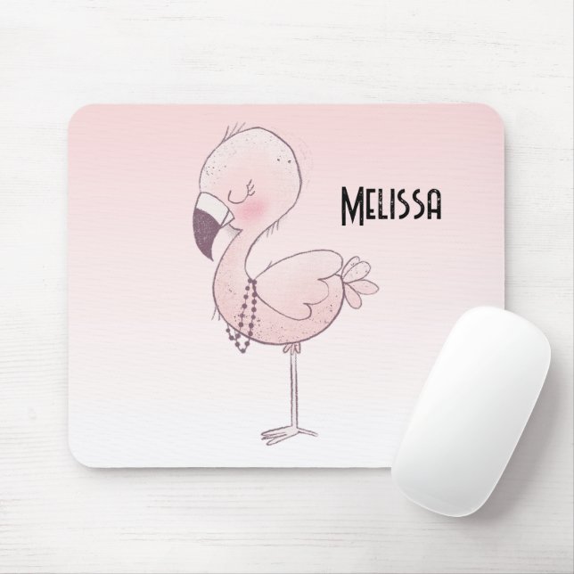 Mousepad Ilustração de Flamingo Cor-de-Rosa (Com mouse)