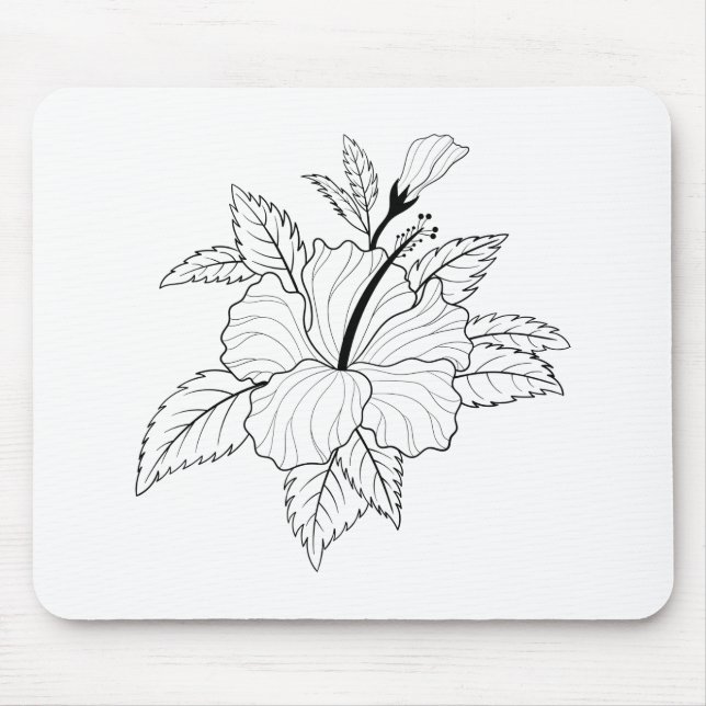 Mousepad Ilustração de Flor de Hibiscus (Frente)