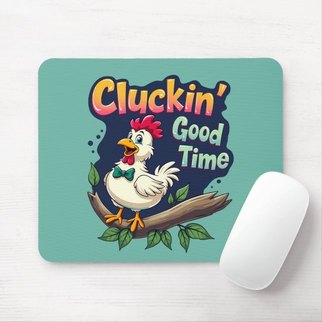 Mousepad Ilustração de Galinha Engraçada de Bom Tempo (Com mouse)