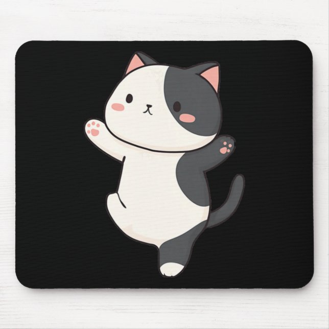 Mousepad Ilustração de Gato de Yoga Fofo  (Frente)