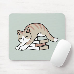 Mousepad Ilustração de Gato do Livro ao Longo - Enrolada e 