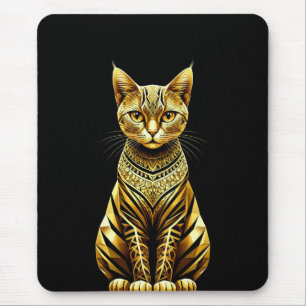 Mousepad Ilustração de Gato Dourado Ornamentado