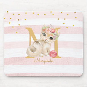 Mousepad Ilustração de Gato Gato Gelado, Listras Brancas Ro