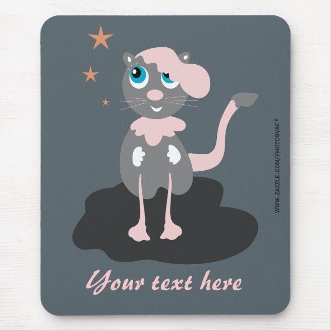 Mousepad Ilustração de Gato Infantil Fofa de Kitty de Desen (Frente)