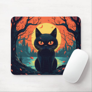 Mousepad Ilustração de Gato Negro - Dia das Bruxas