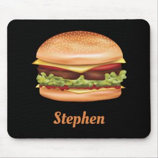 Mousepad Ilustração de Hambúrguer Fast Food com Nome Person