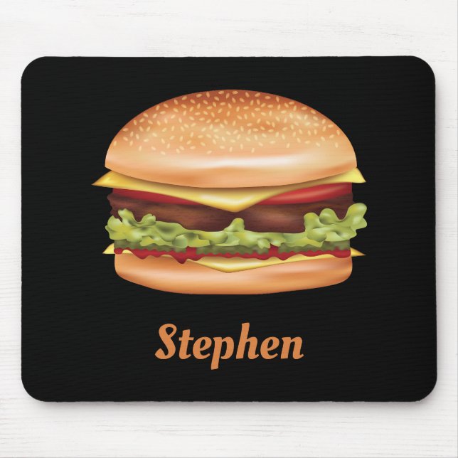 Mousepad Ilustração de Hambúrguer Fast Food com Nome Person (Frente)