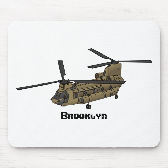 Mousepad Ilustração de helicóptero militar Chinook (Frente)