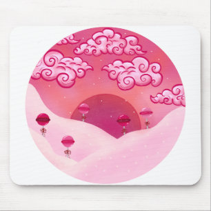 Mousepad Ilustração de lipops e nuvens bonito