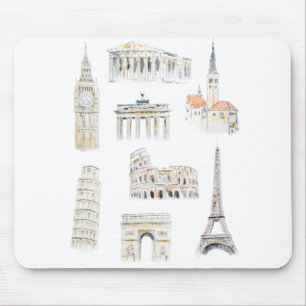 Mousepad Ilustração de marcos europeus
