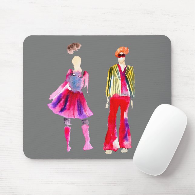 Mousepad Ilustração de moda figuras artísticas aquarela (Com mouse)