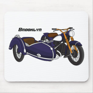 Mousepad Ilustração de motocicleta roxa Sidecar