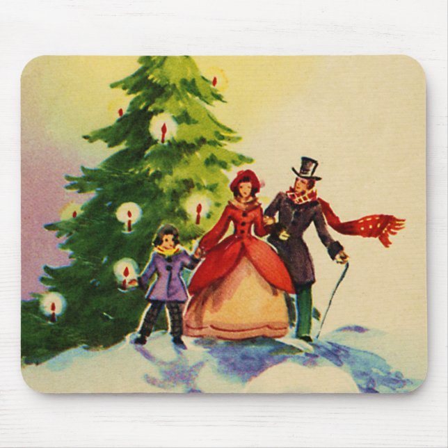 Mousepad Ilustração de Natal no estilo Dickens (Frente)
