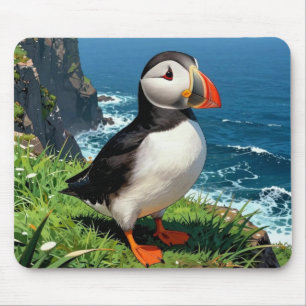 Mousepad Ilustração de Papagaio-do-mar à Beira-Mar