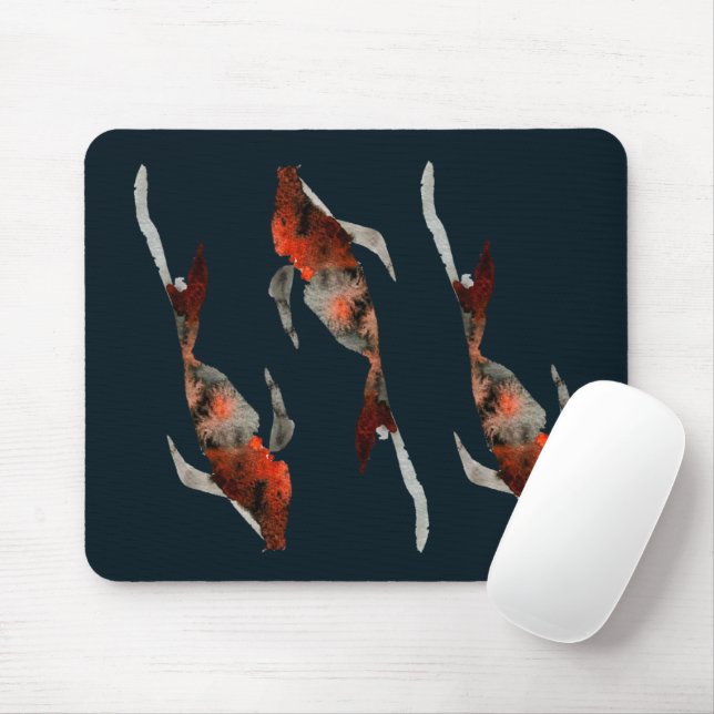 Mousepad Ilustração de peixe coi de aquarela (Com mouse)