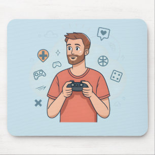 Mousepad Ilustração de Personagem de Jogador de Desenho Ani