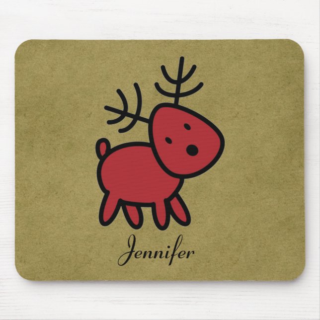 Mousepad Ilustração de Reinador de Natal Vermelho Personali (Frente)