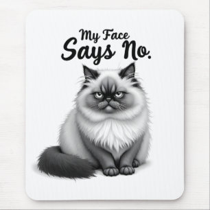 Mousepad Ilustração de Rosto de Gato Engraçado – Arte de Ga