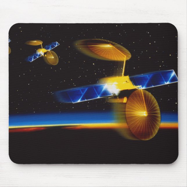 Mousepad Ilustração de satélites no horizonte da Terra (Frente)