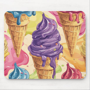 Mousepad Ilustração de sorvete de gotejamento colorido
