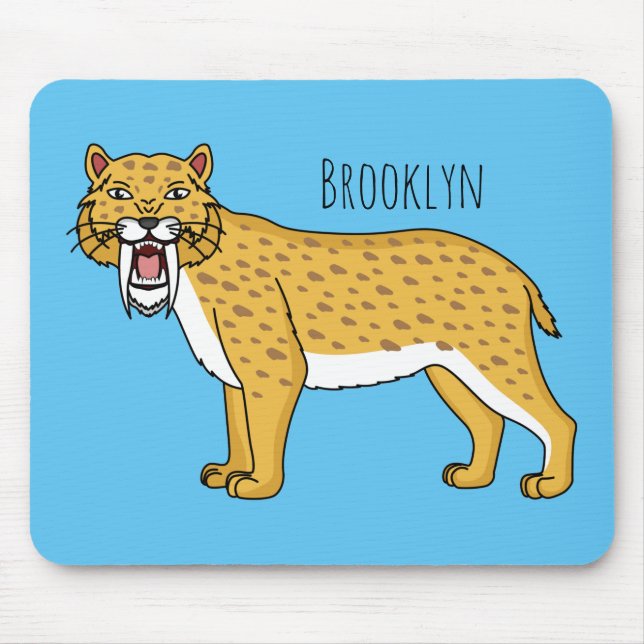Mousepad Ilustração de tigre com dentes de Saber (Frente)