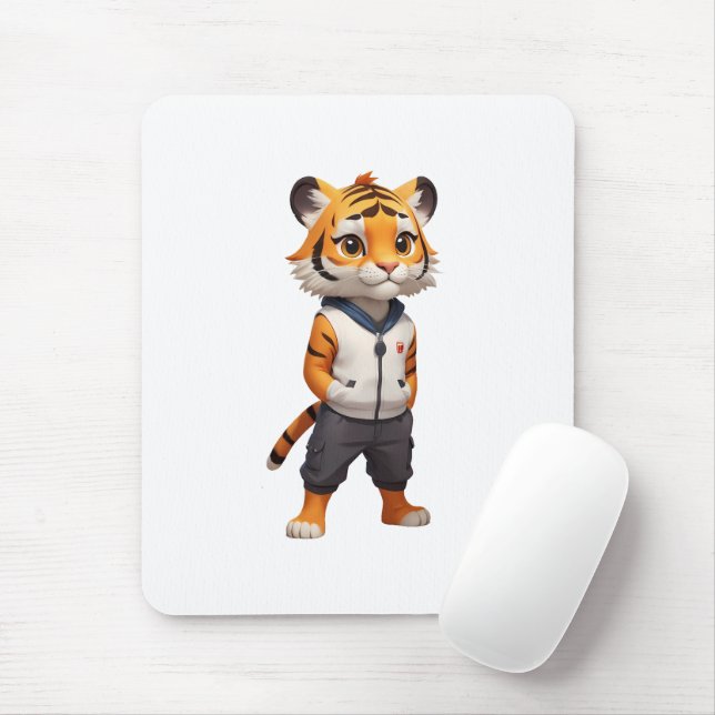 Mousepad Ilustração de Tigre legal e Adorável (Com mouse)